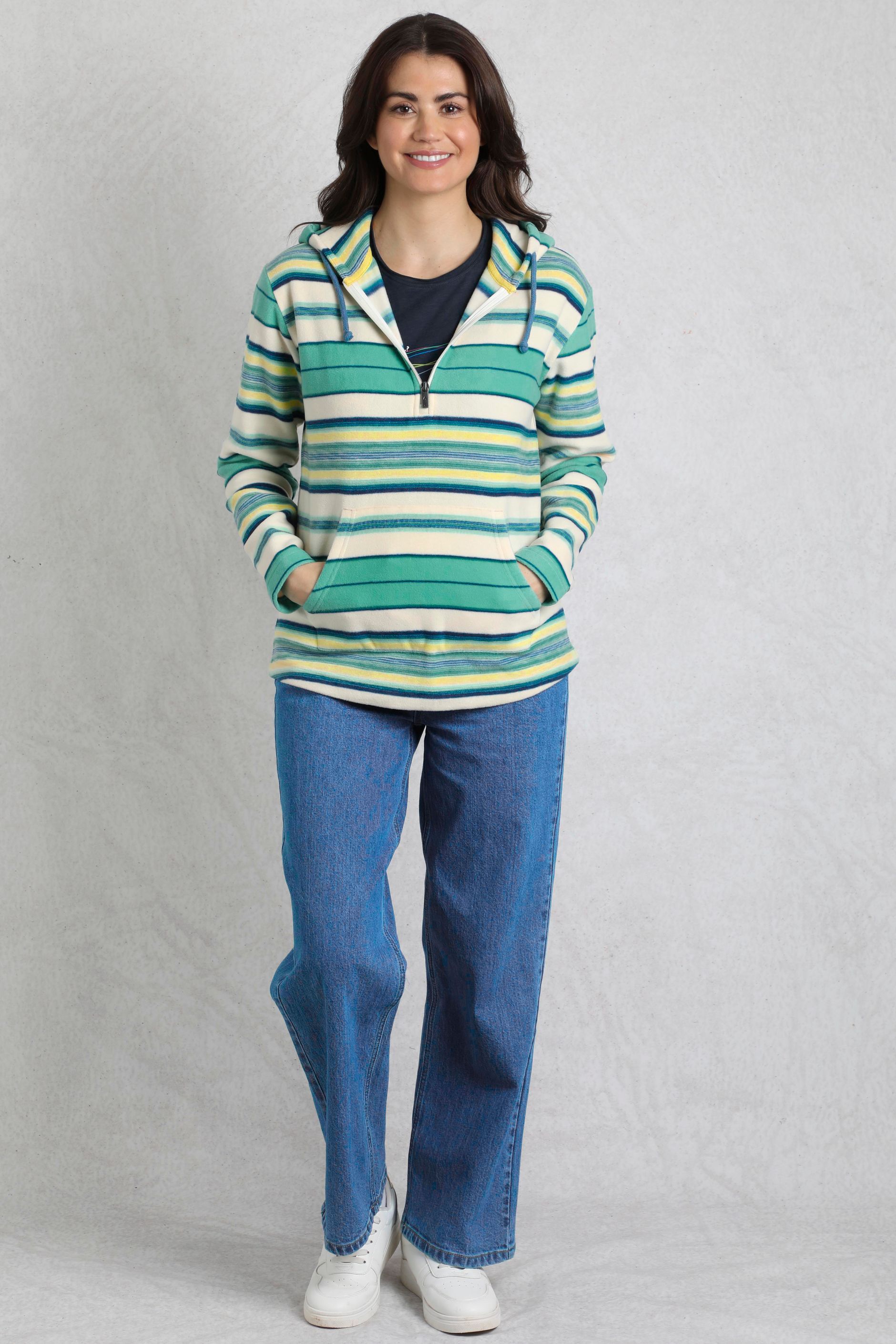 Lana 1/4 Zip Microfleece Hoodie Aqua Marine | Weird Fish