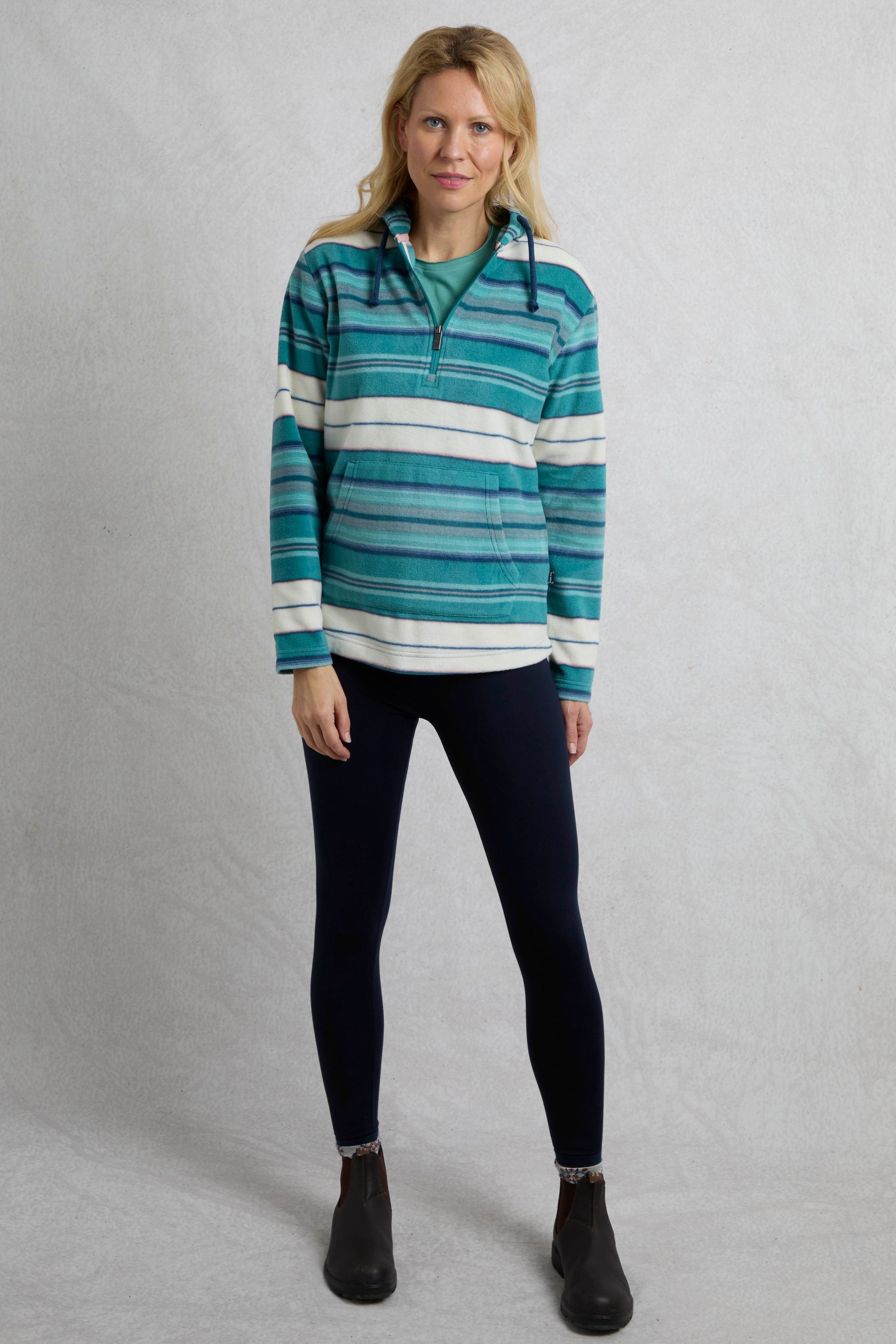 Lana 1/4 Zip Microfleece Hoodie Lagoon Blue | Weird Fish
