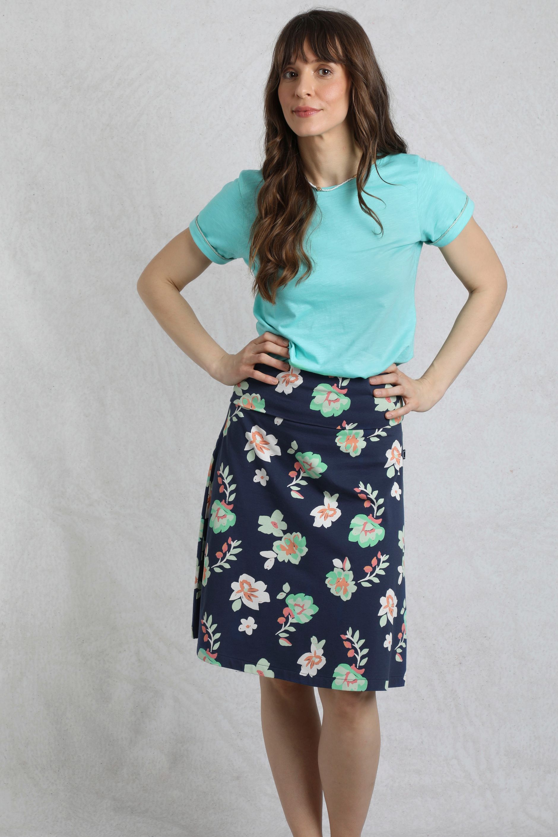 Malmo Printed Jersey Skirt Night Blue | Weird Fish