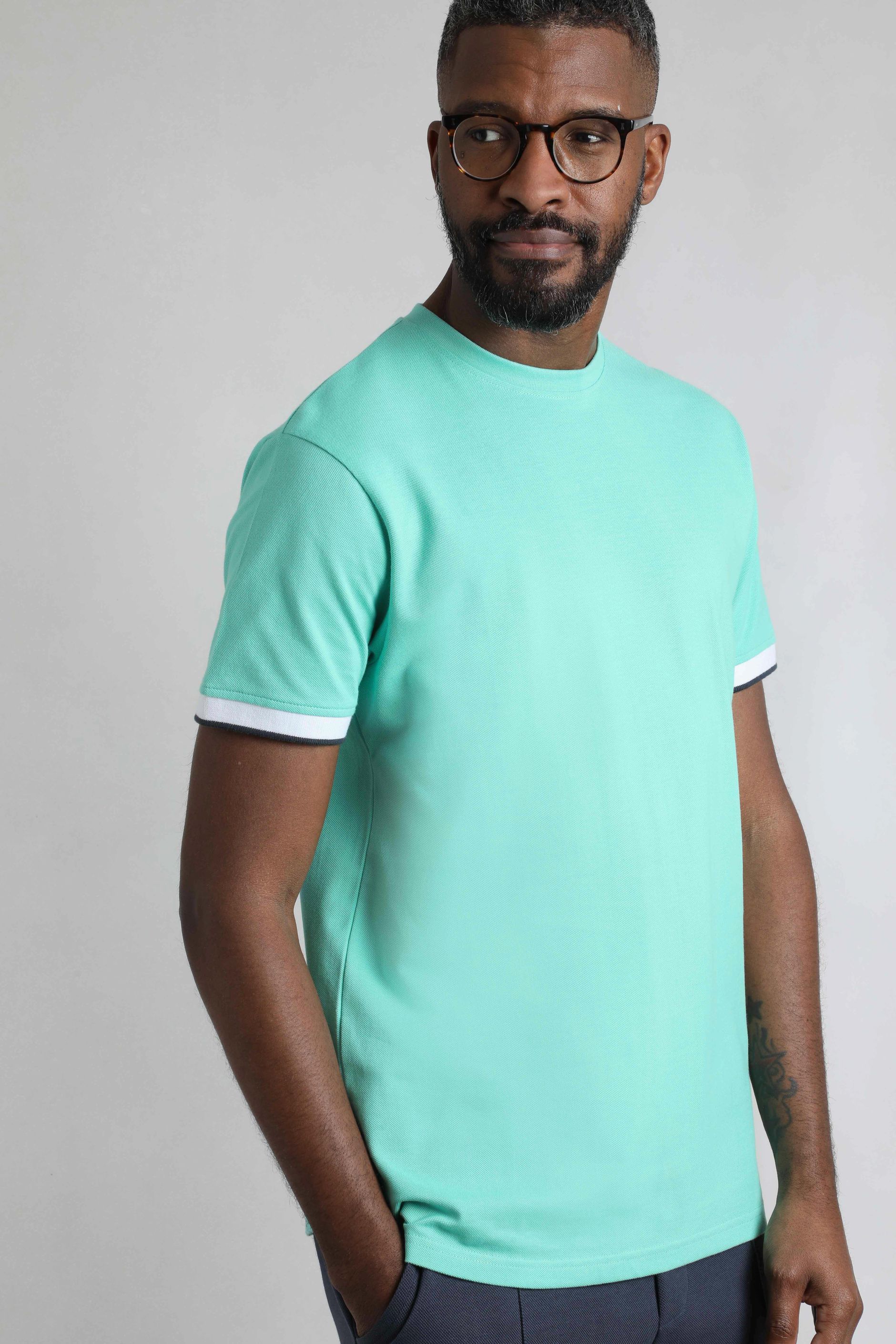 Danville Organic Cotton Pique T-Shirt Aqua Marine | Weird Fish