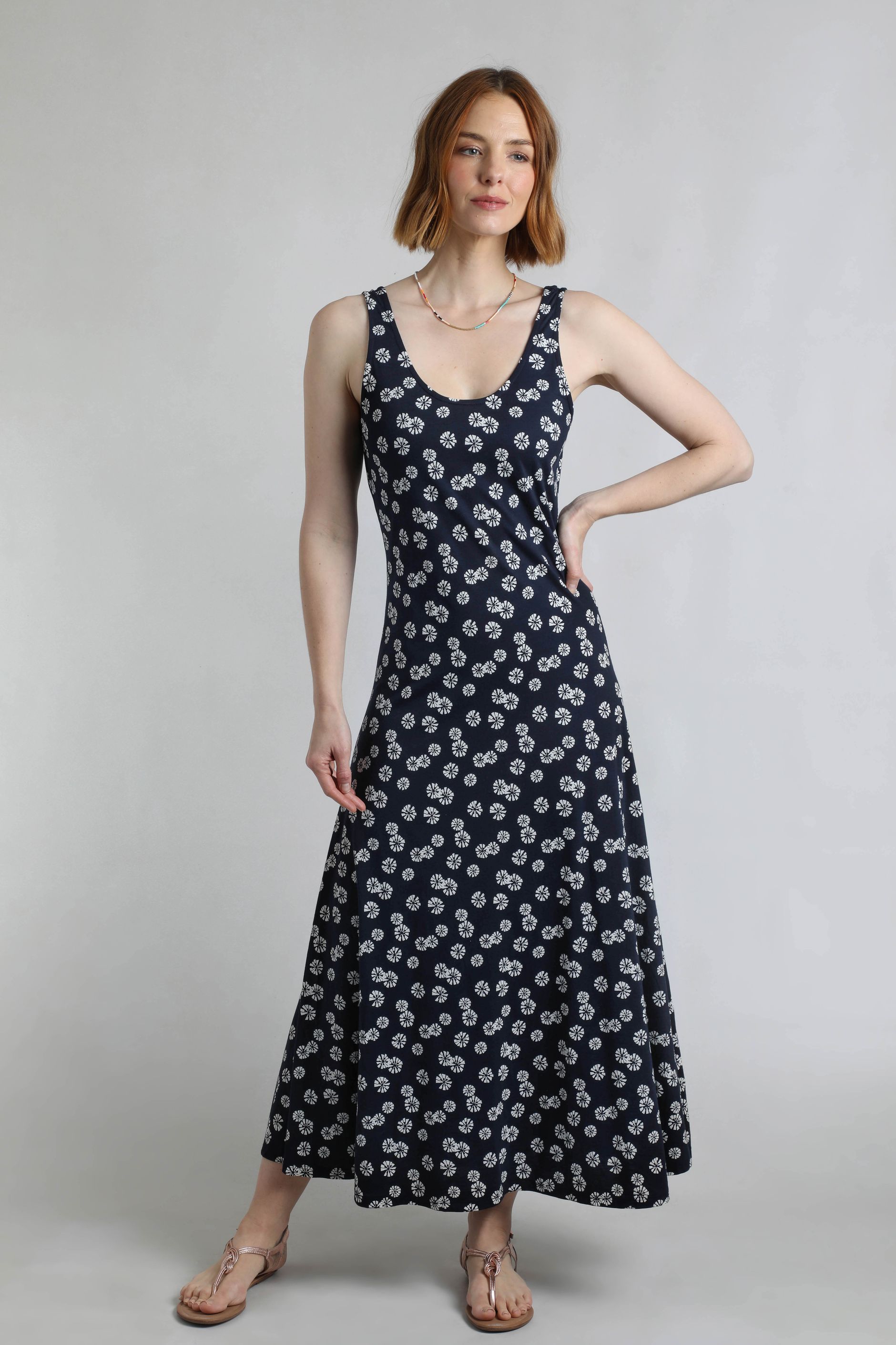 Tivoli Printed Jersey Dress Navy Blue | Weird Fish
