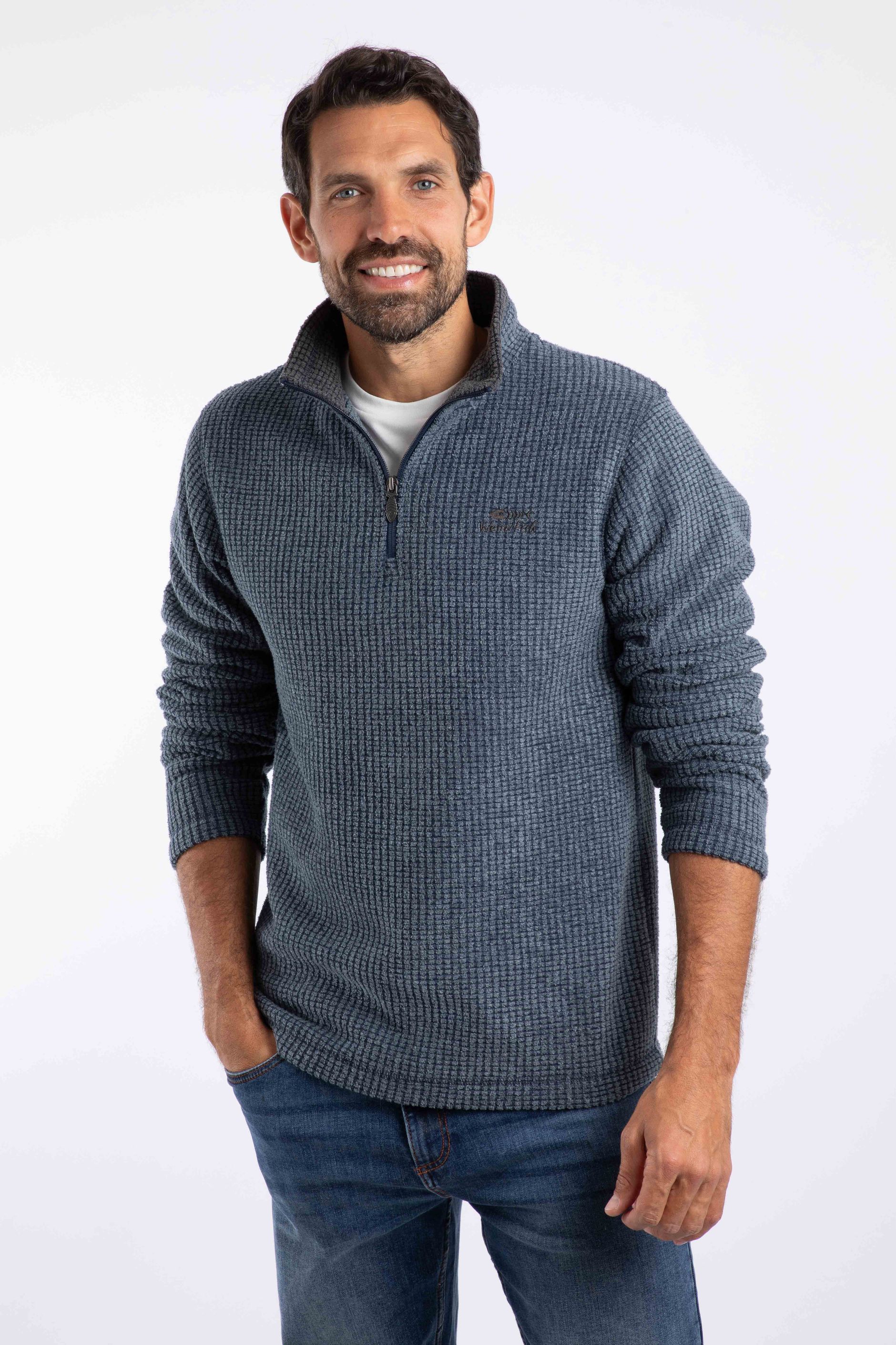 Newark Eco 1/4 Zip Grid Fleece Navy | Weird Fish
