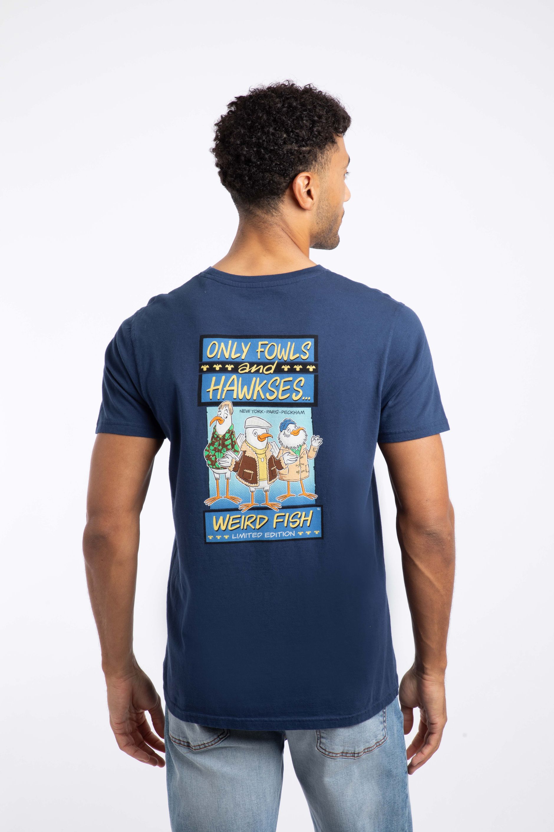 Only Fowls and Hawkses Back Print Artist T-Shirt Dark Blue | Weird