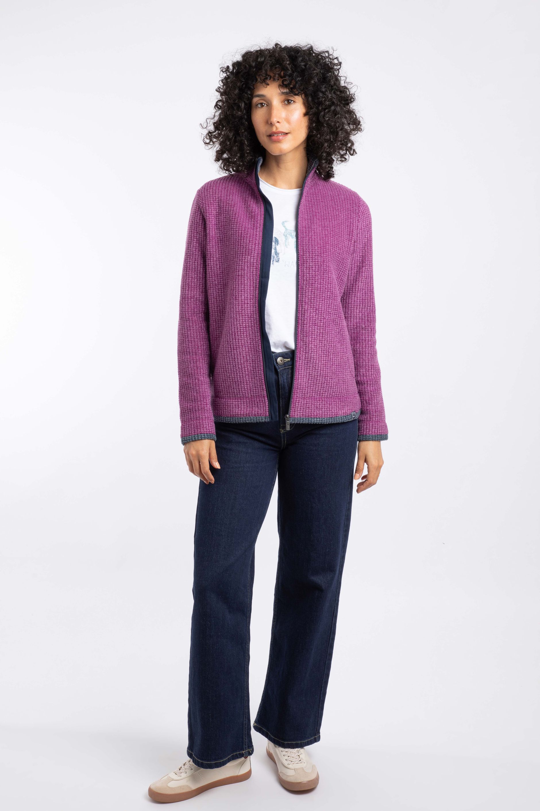 Ariana Full Zip Grid Fleece Purple Wine | Weird Fish
