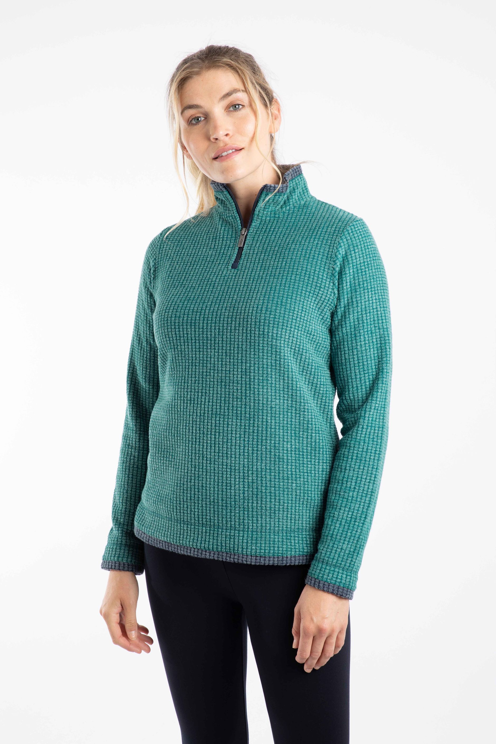Pull Femme Irideon Moyen équitation 1/4 Zip Gris équestre USA (occasion Bon état)