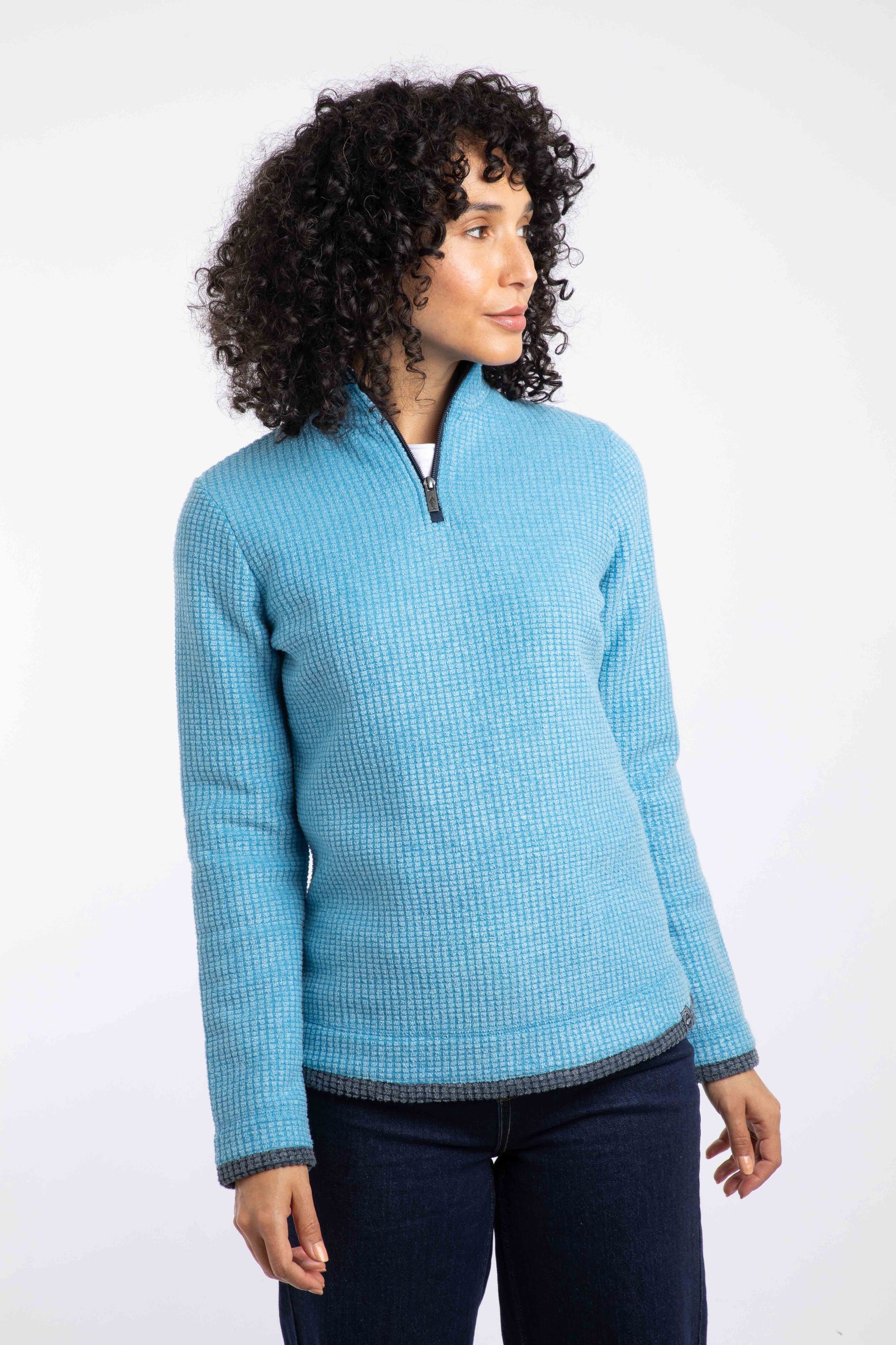Beye 1/4 Zip Grid Fleece Sky Blue | Weird Fish