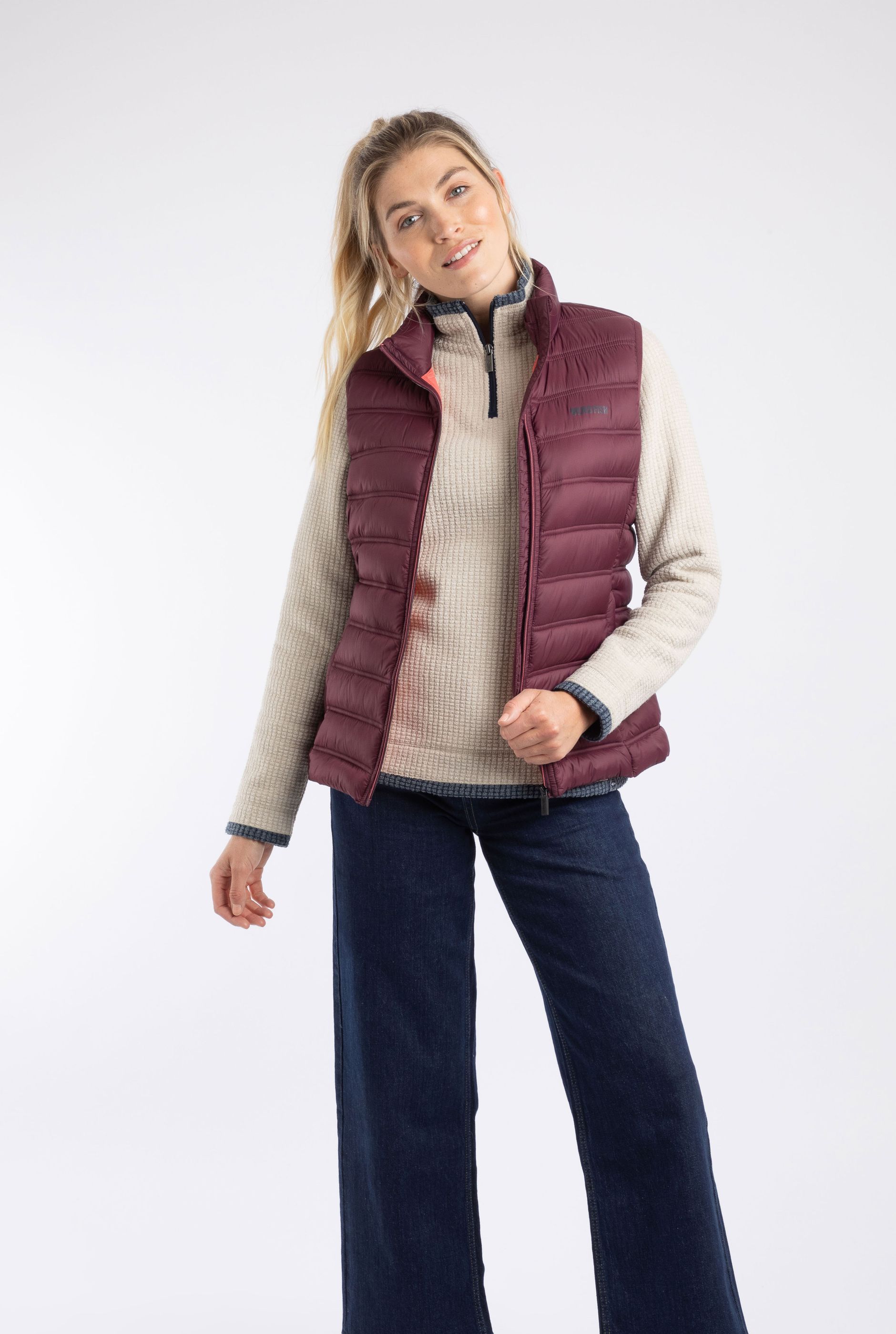 Atissa Lightweight Padded Gilet Aubergine | Weird Fish