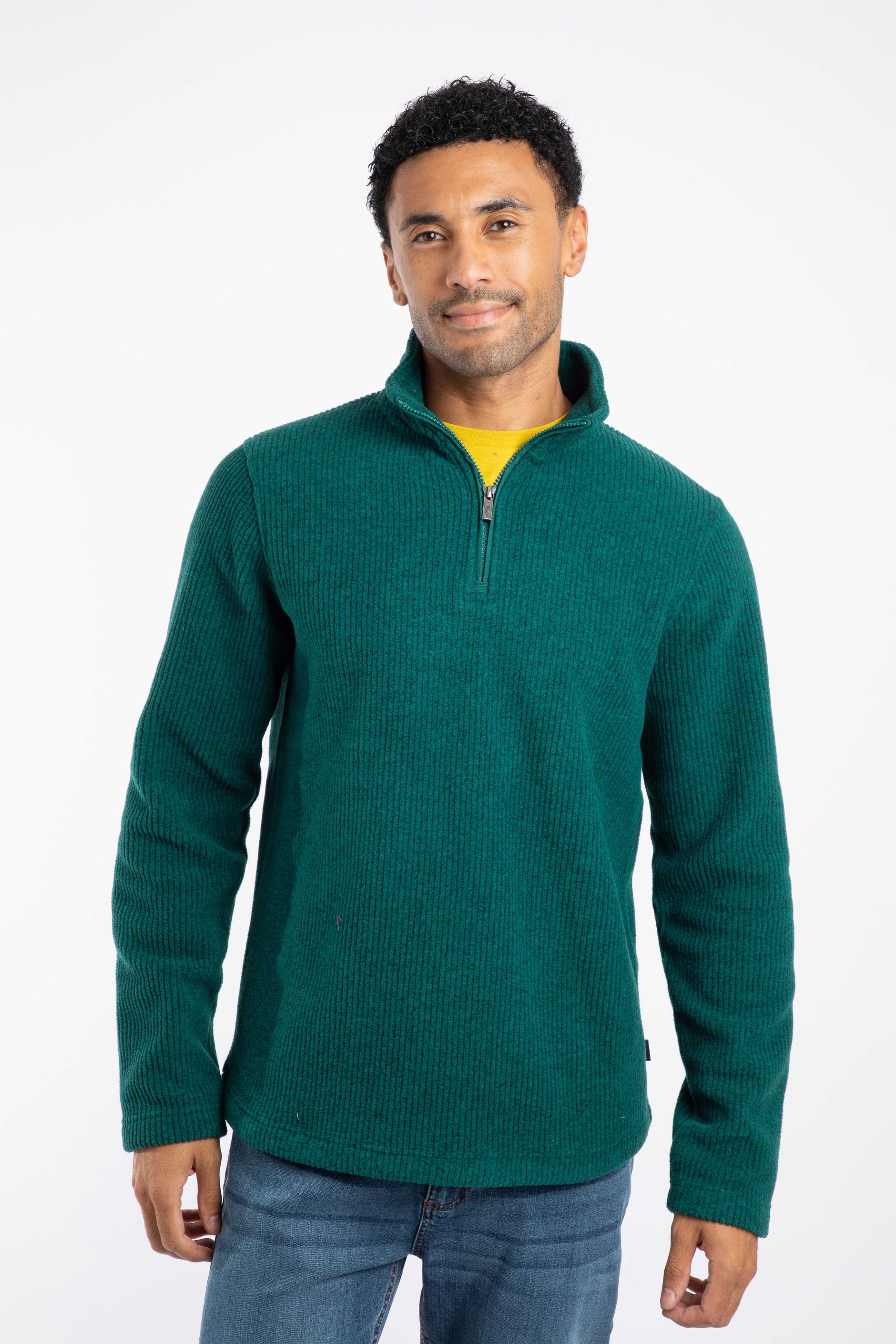 Fleece Rib Newport Quarter Zip Ribbed Fleece Deep Teal | Weird Fish