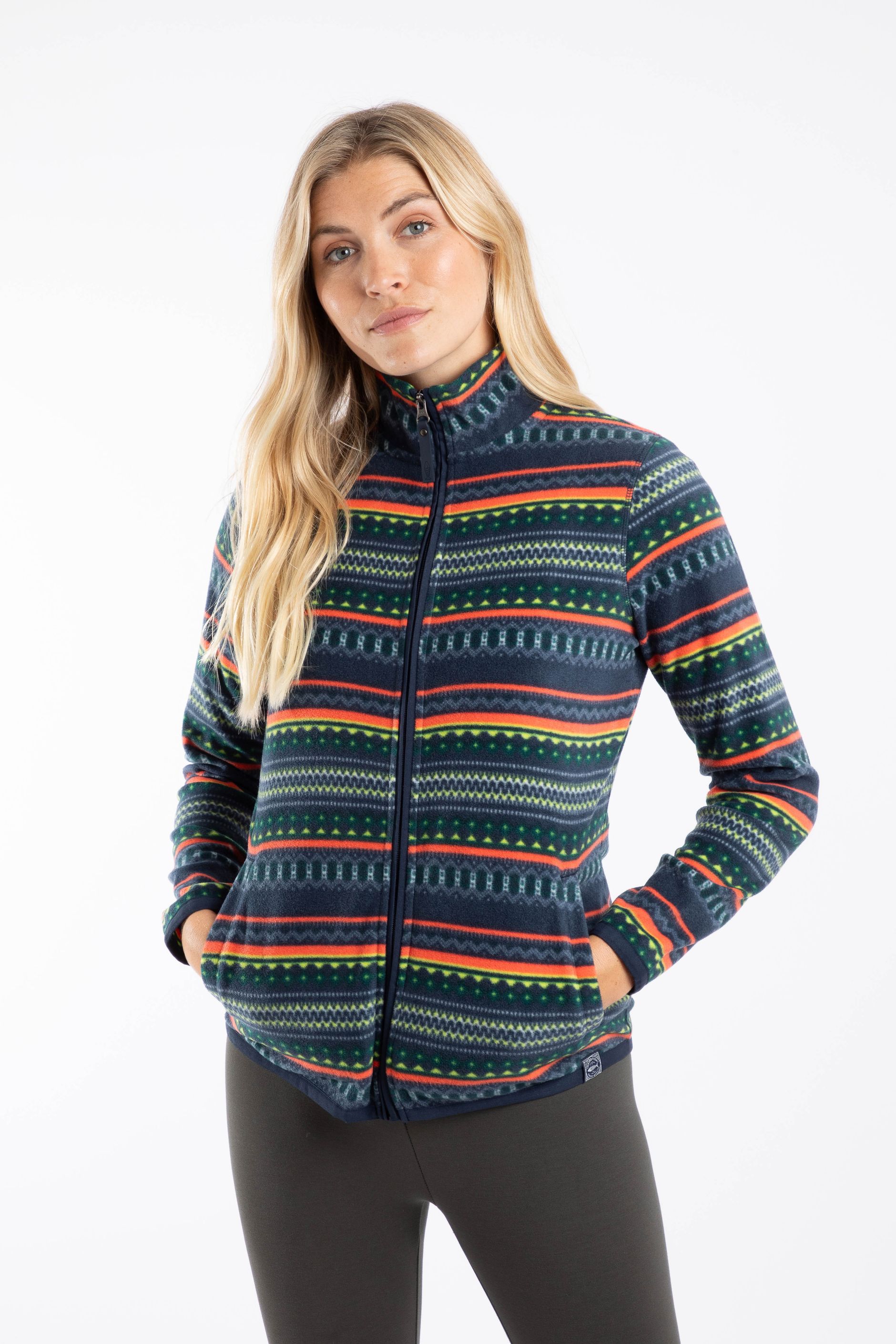 Rochelle Full Zip Printed Micro Fleece Deep Sea Blue | Weird Fish