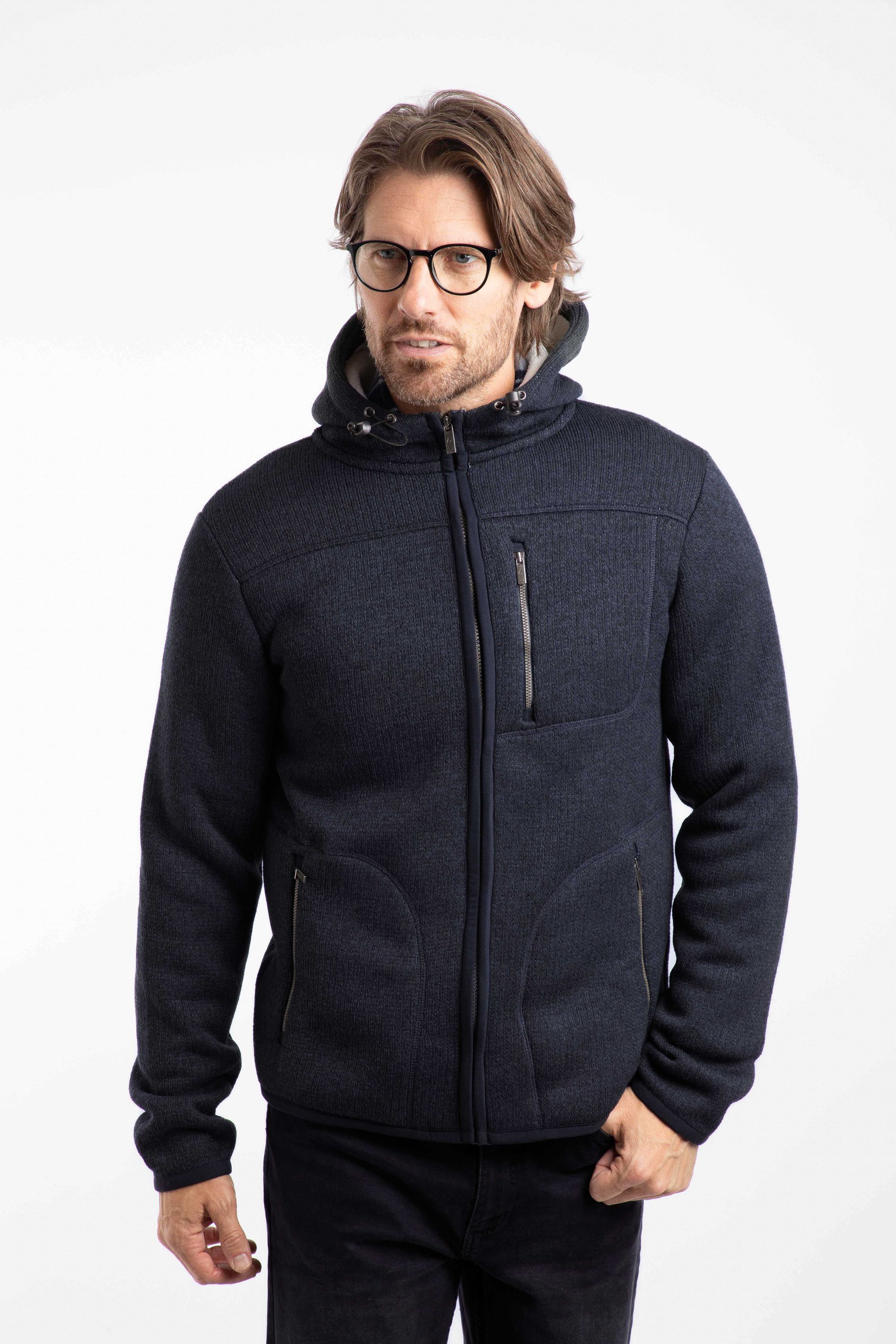 Torpoint Box Torpoint Faux Shearling Bonded Full Zip Hooded Fleece Midnight | Weird Fish