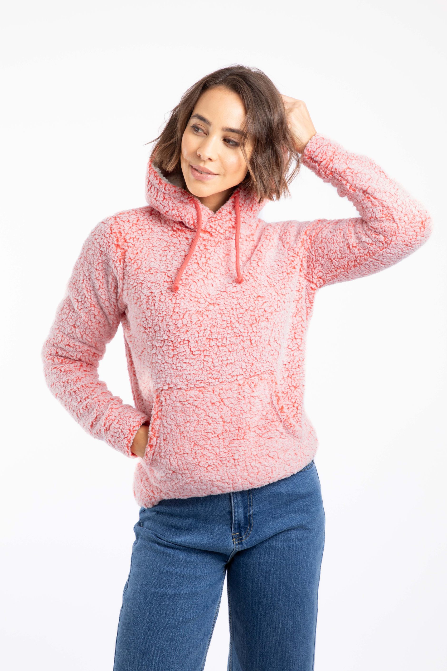 Yara Cosy Fleece Hoodie Hot Coral | Weird Fish