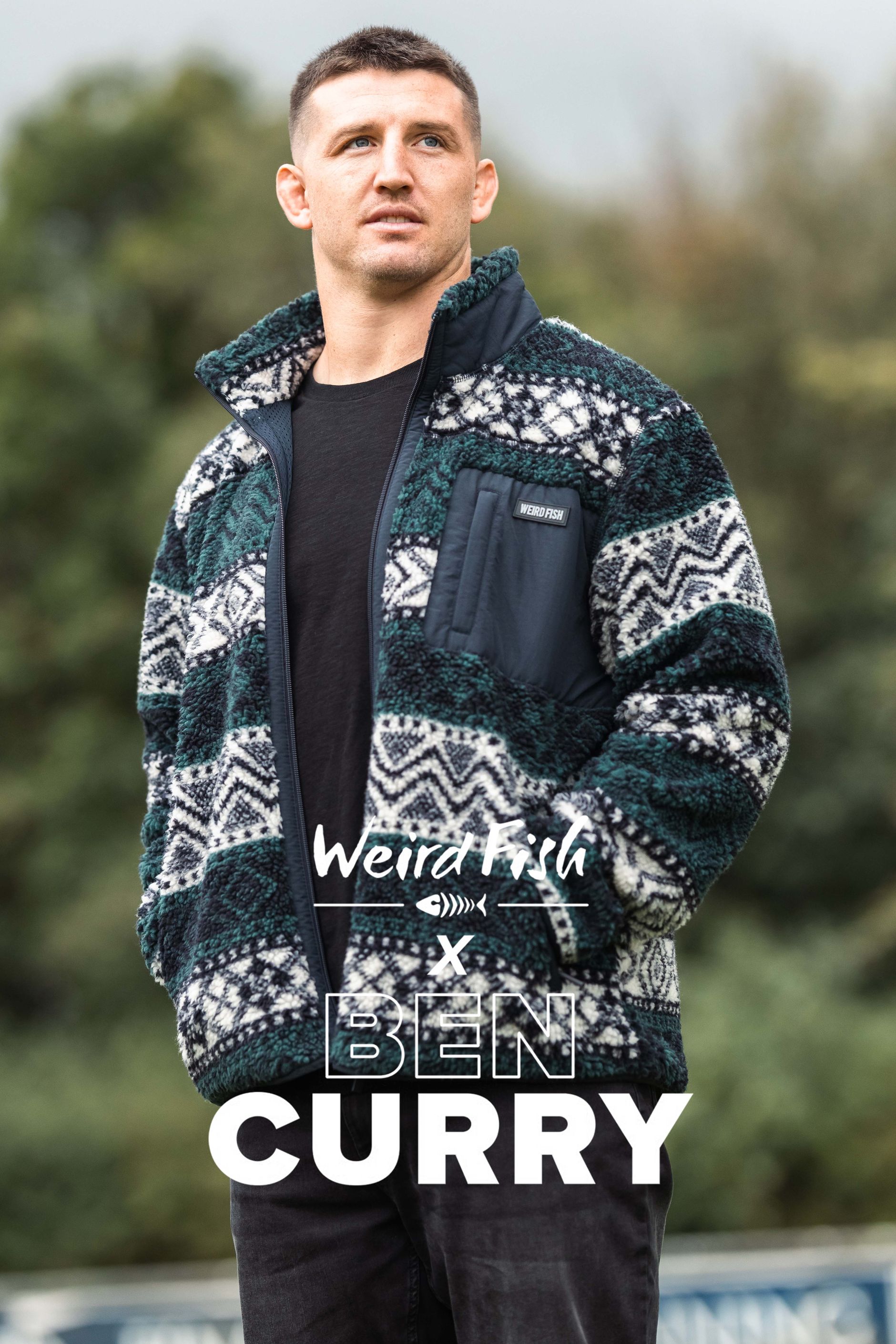 Lucian Full Zip Jacquard Borg Fleece Navy | Weird Fish