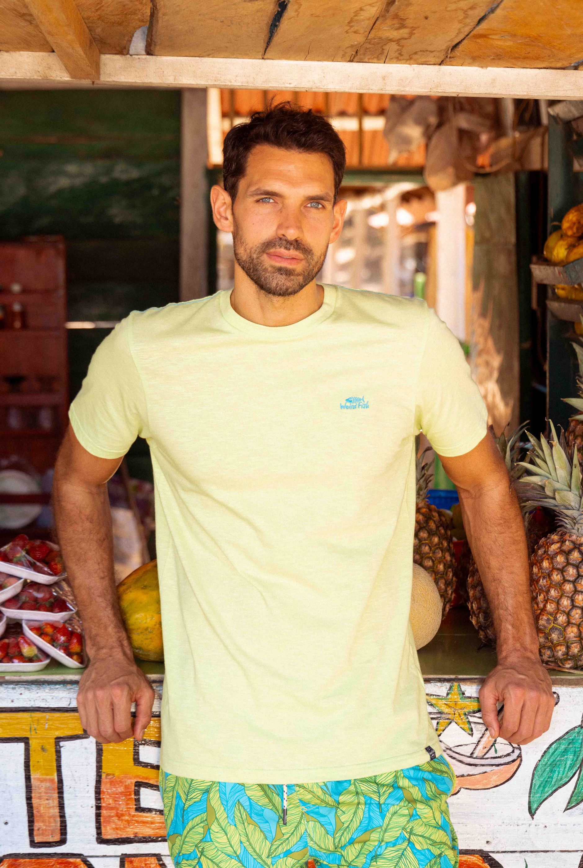Fished Organic Cotton Branded T-Shirt Acid Lime | Weird Fish
