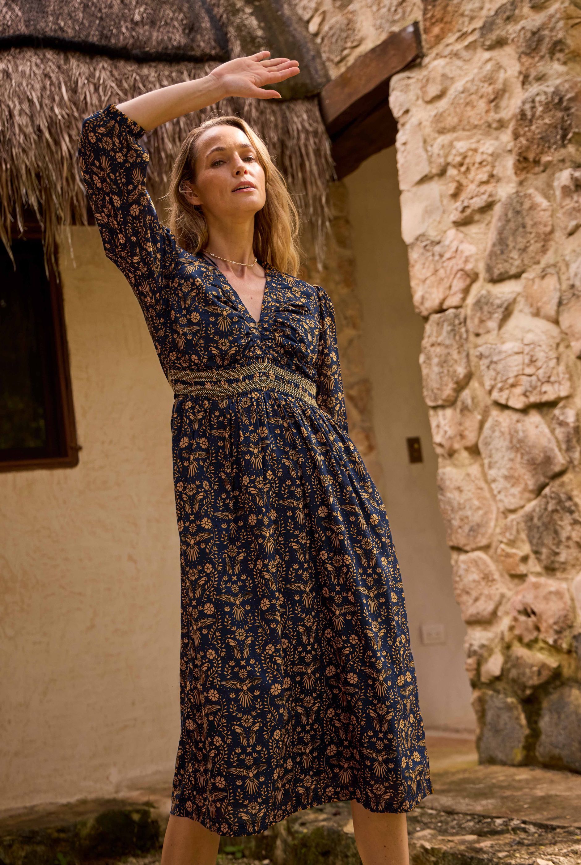 pink dress cottagecore Long Sleeve peach cottagecore outfit Women's fashionWomen's clothing the designers at Oh Cotton and Rye Women's Color:FORMAL GARDEN