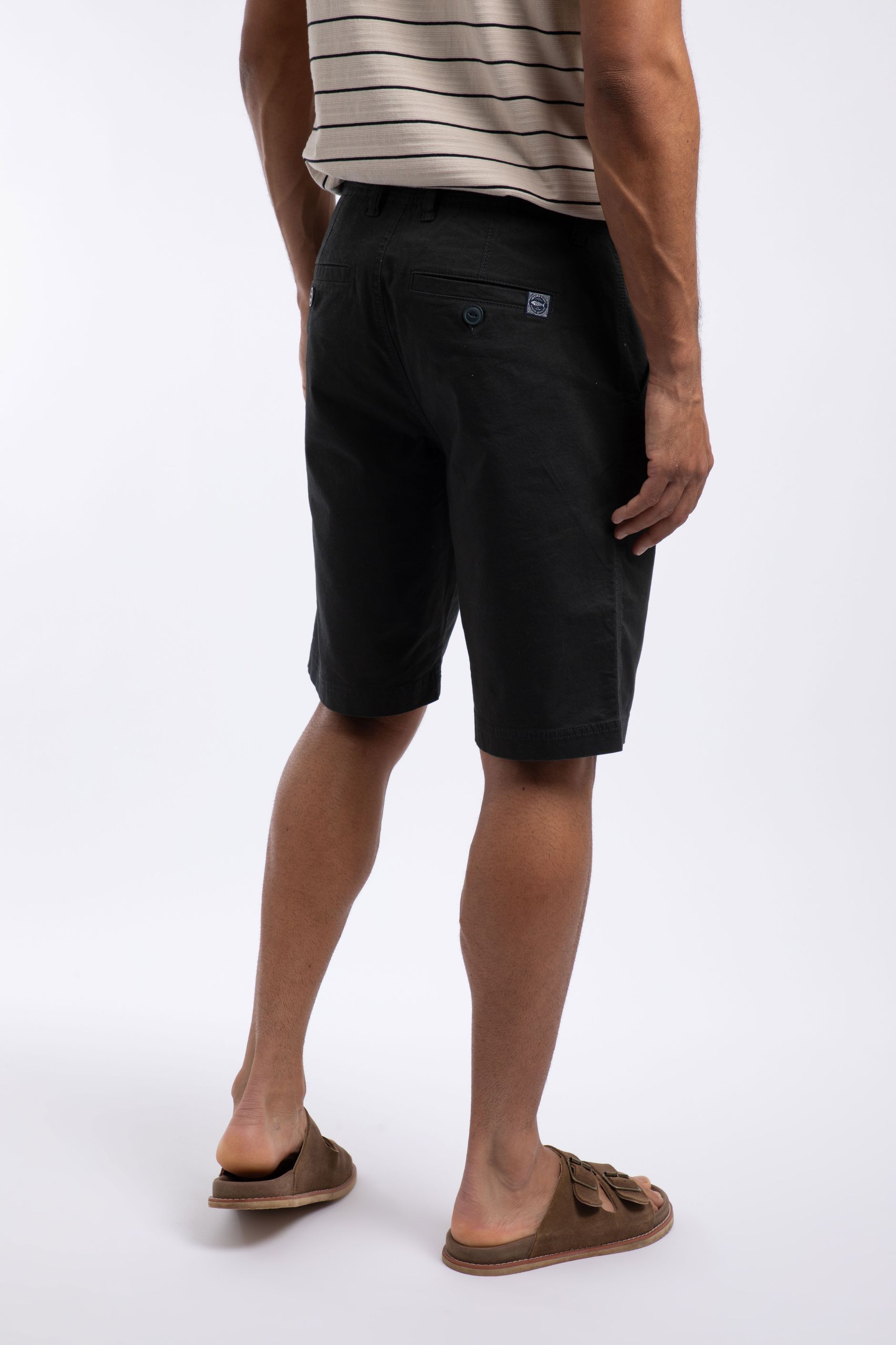 Rayburn Cotton Flat Front Shorts Washed Black | Weird Fish