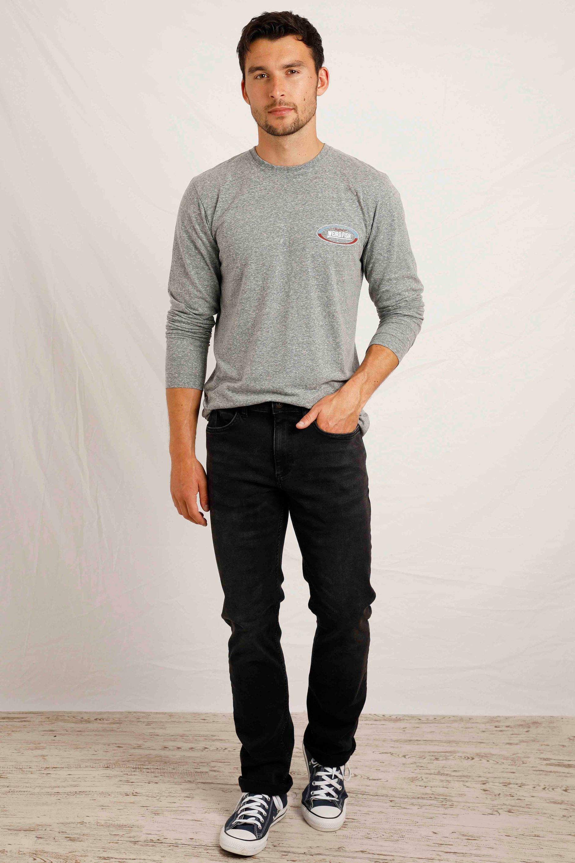 Robson Organic Classic Stretch Denim Jeans Long Washed Black Weird Fish