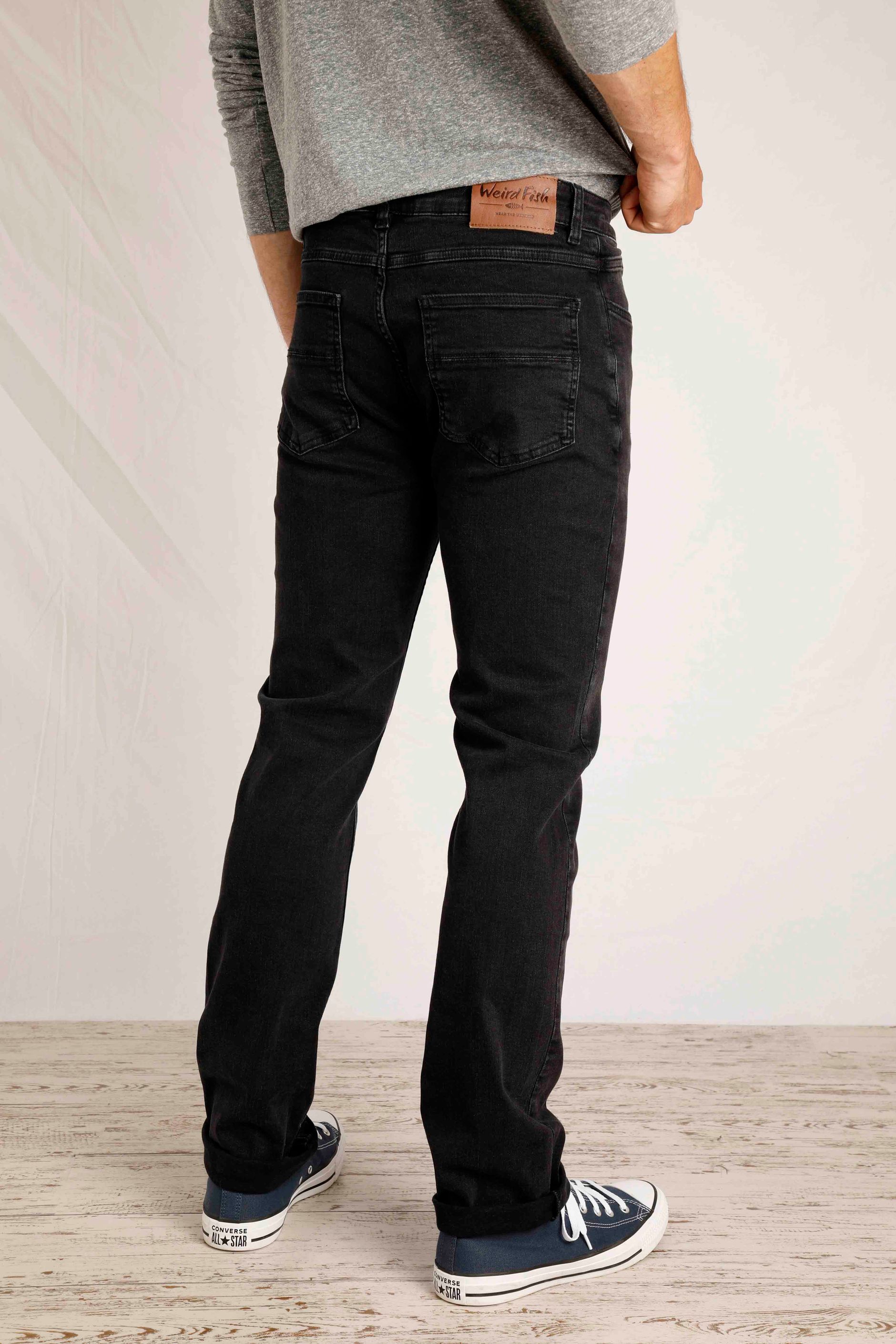 Robson Organic Classic Stretch Denim Jeans Long Washed Black Weird Fish