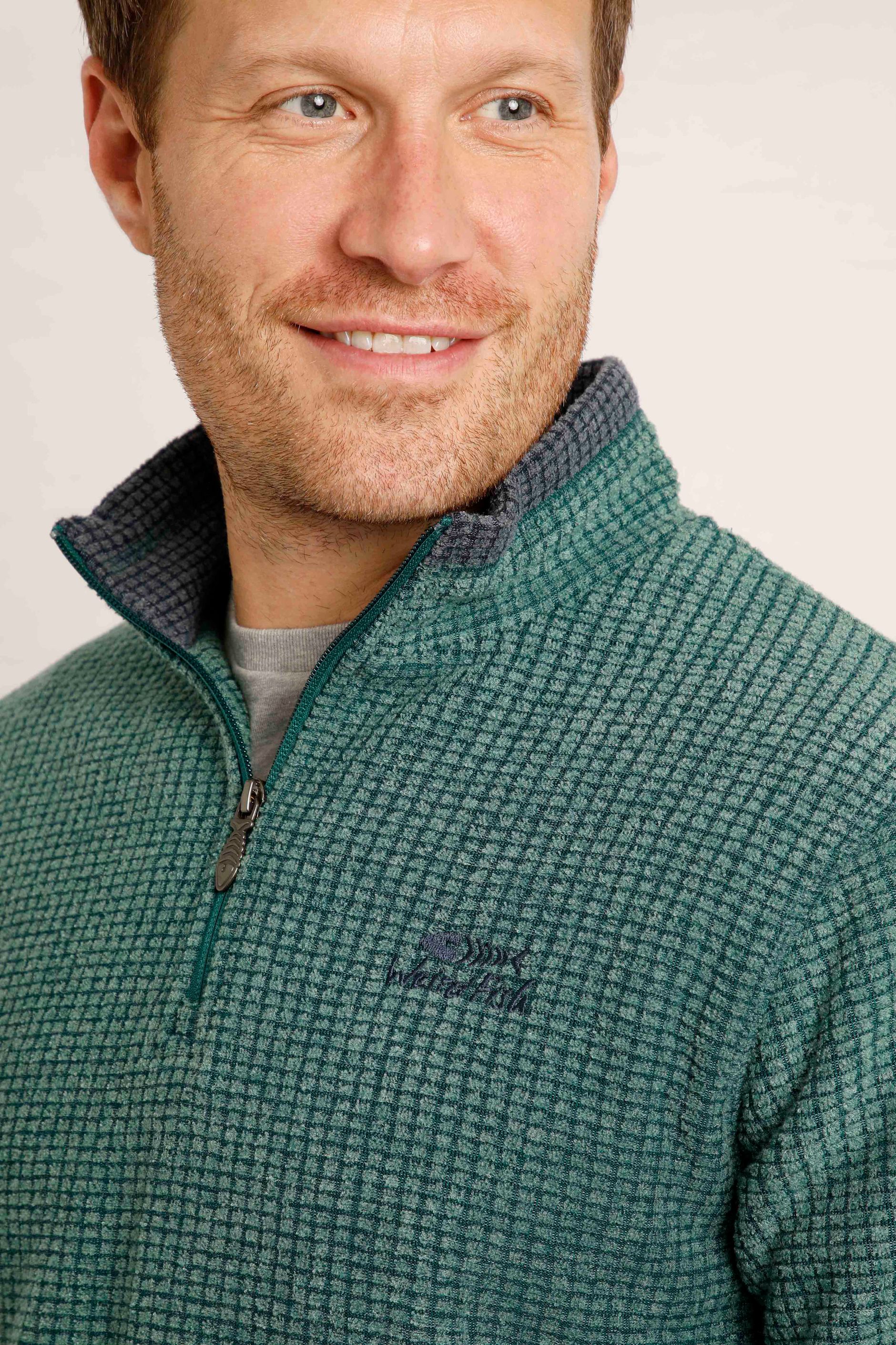 Newark Eco 1/4 Zip Grid Fleece Cedar Green Weird Fish