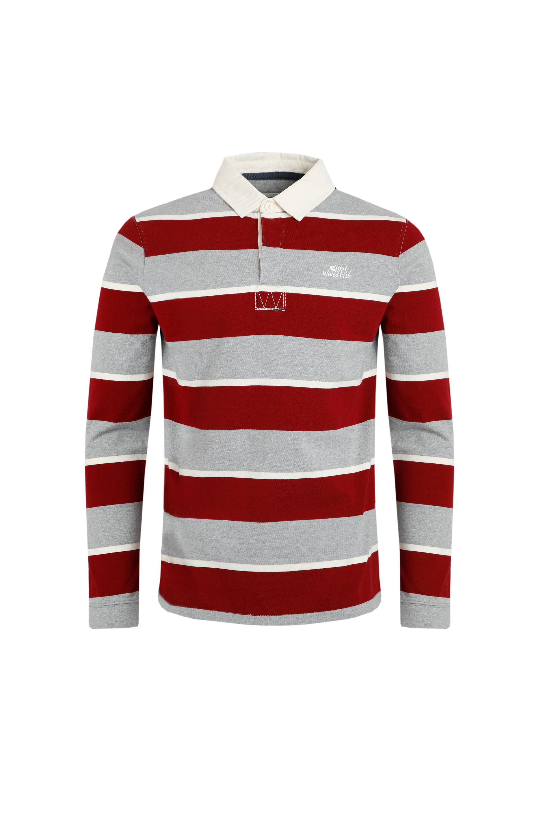 Laxton Organic Long Sleeve Stripe Rugby Shirt Grey Weird Fish