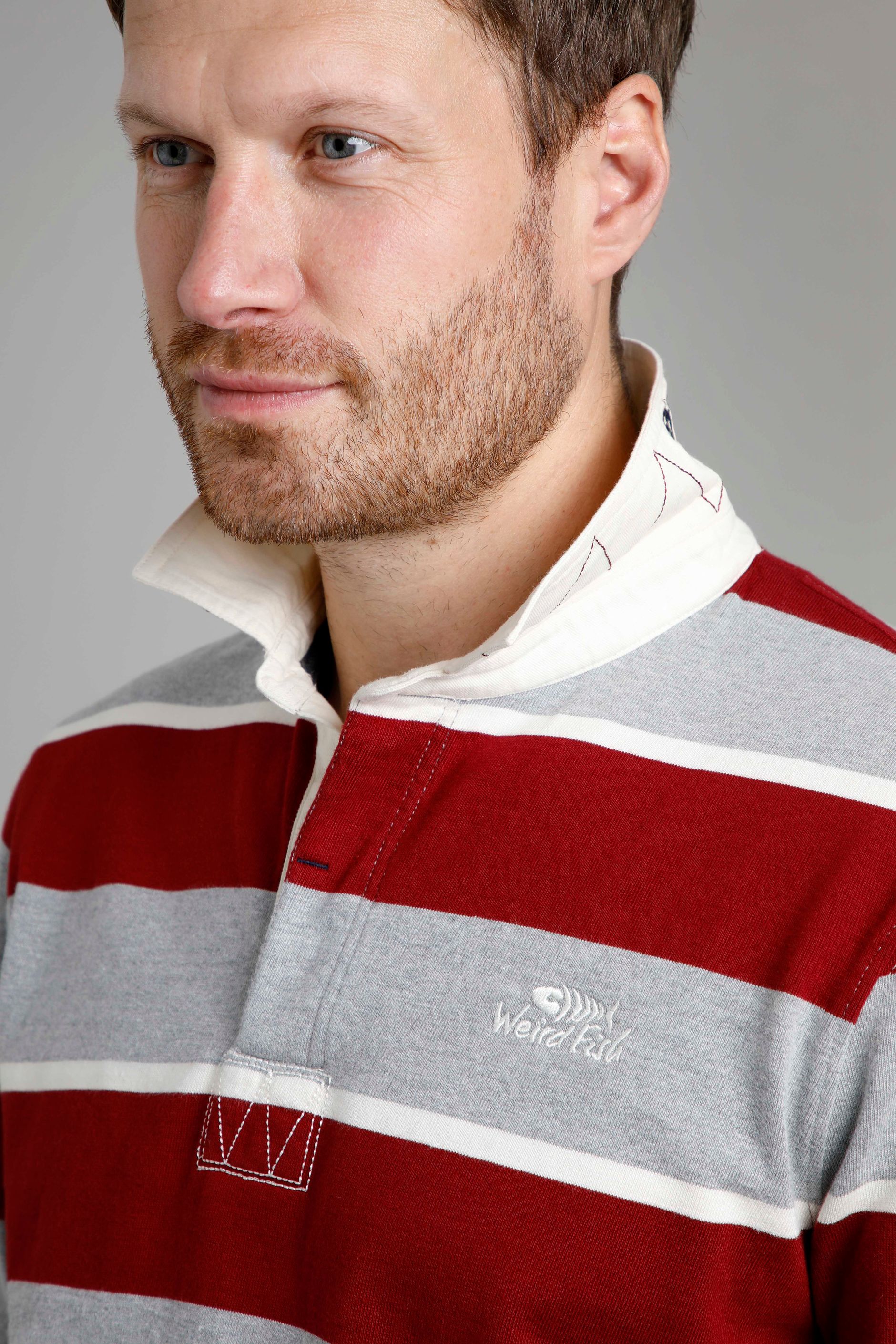 Laxton Organic Long Sleeve Stripe Rugby Shirt Grey Weird Fish