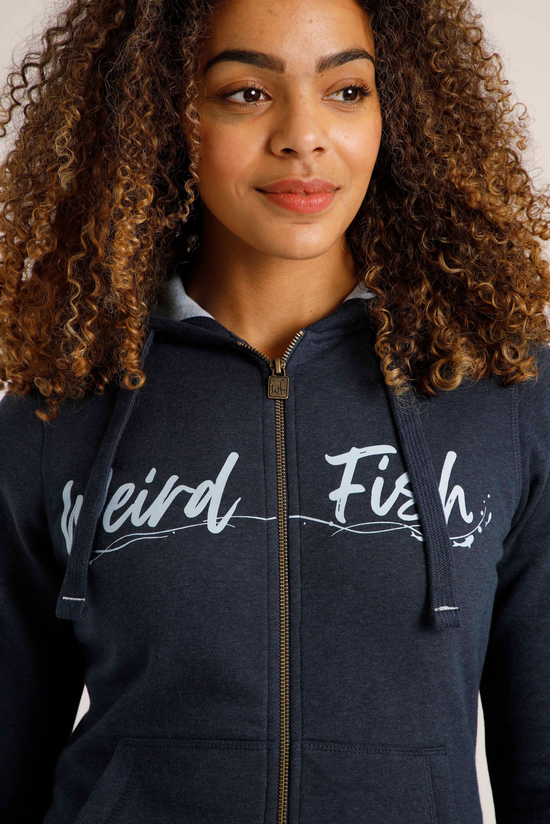 Emiko Full Zip Hoodie Navy Weird Fish