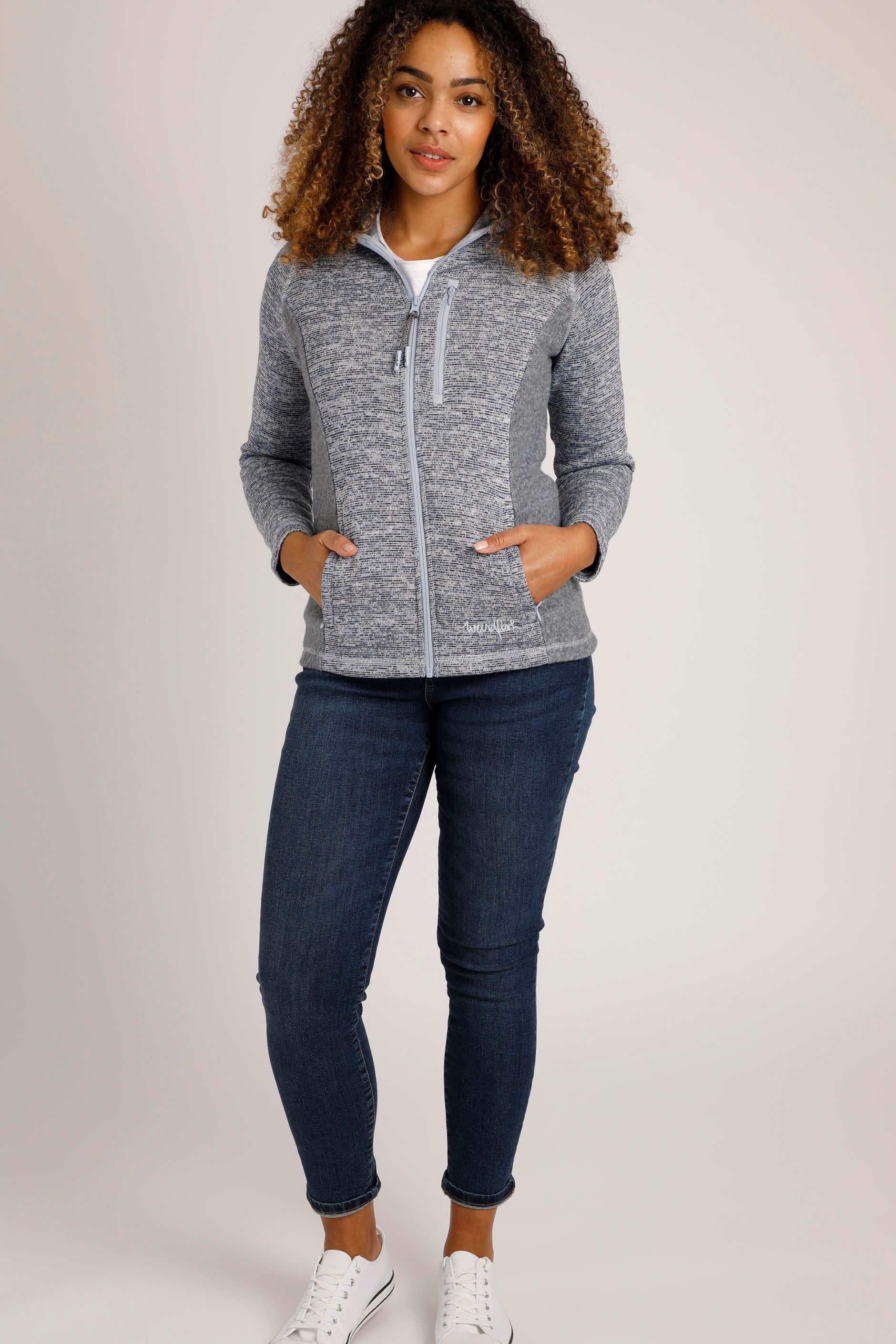 Tella Full Zip Soft Knit Hoodie PowderBlu Weird Fish