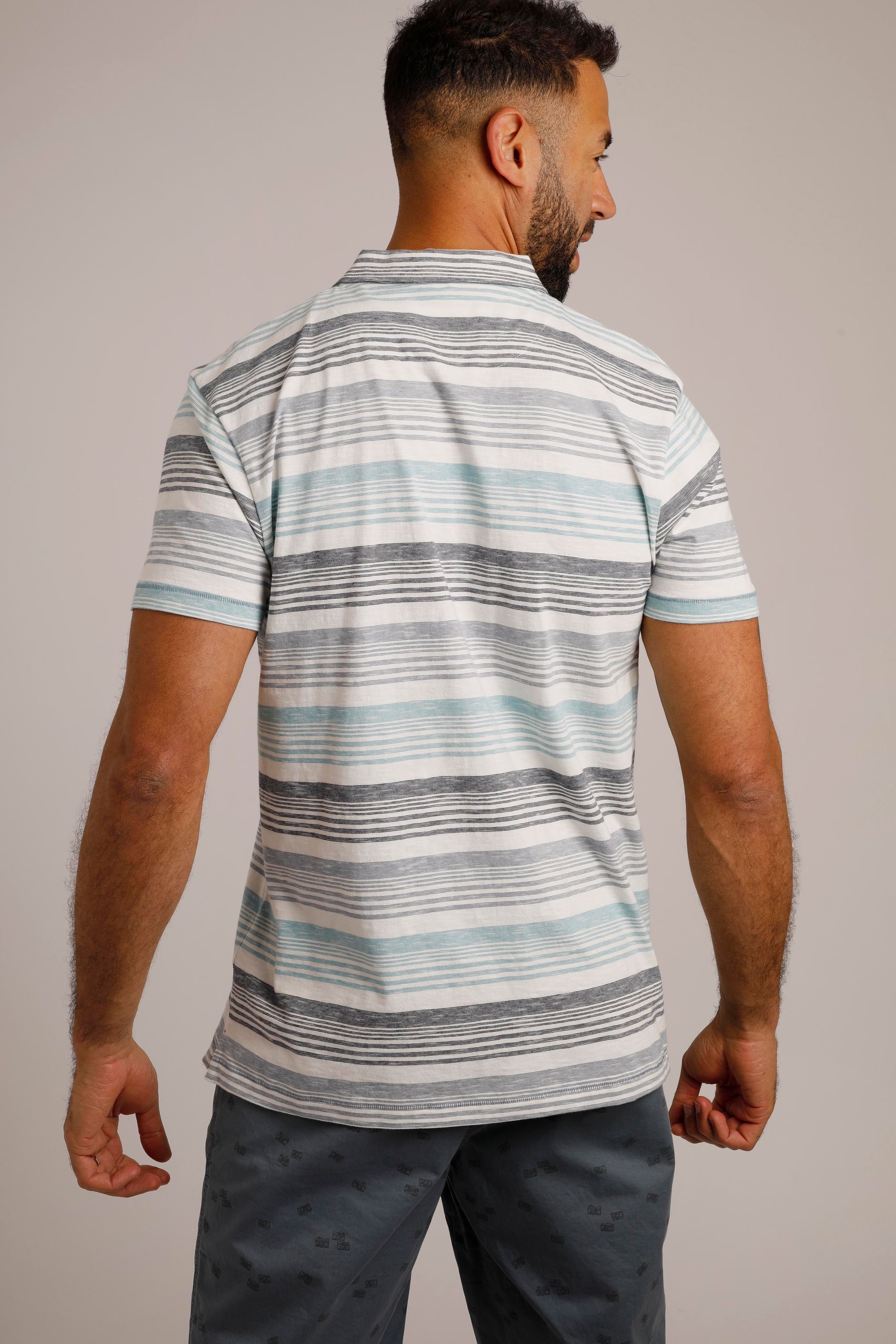 Mersey Organic Stripe Polo Shirt Ensign Blue | Weird Fish