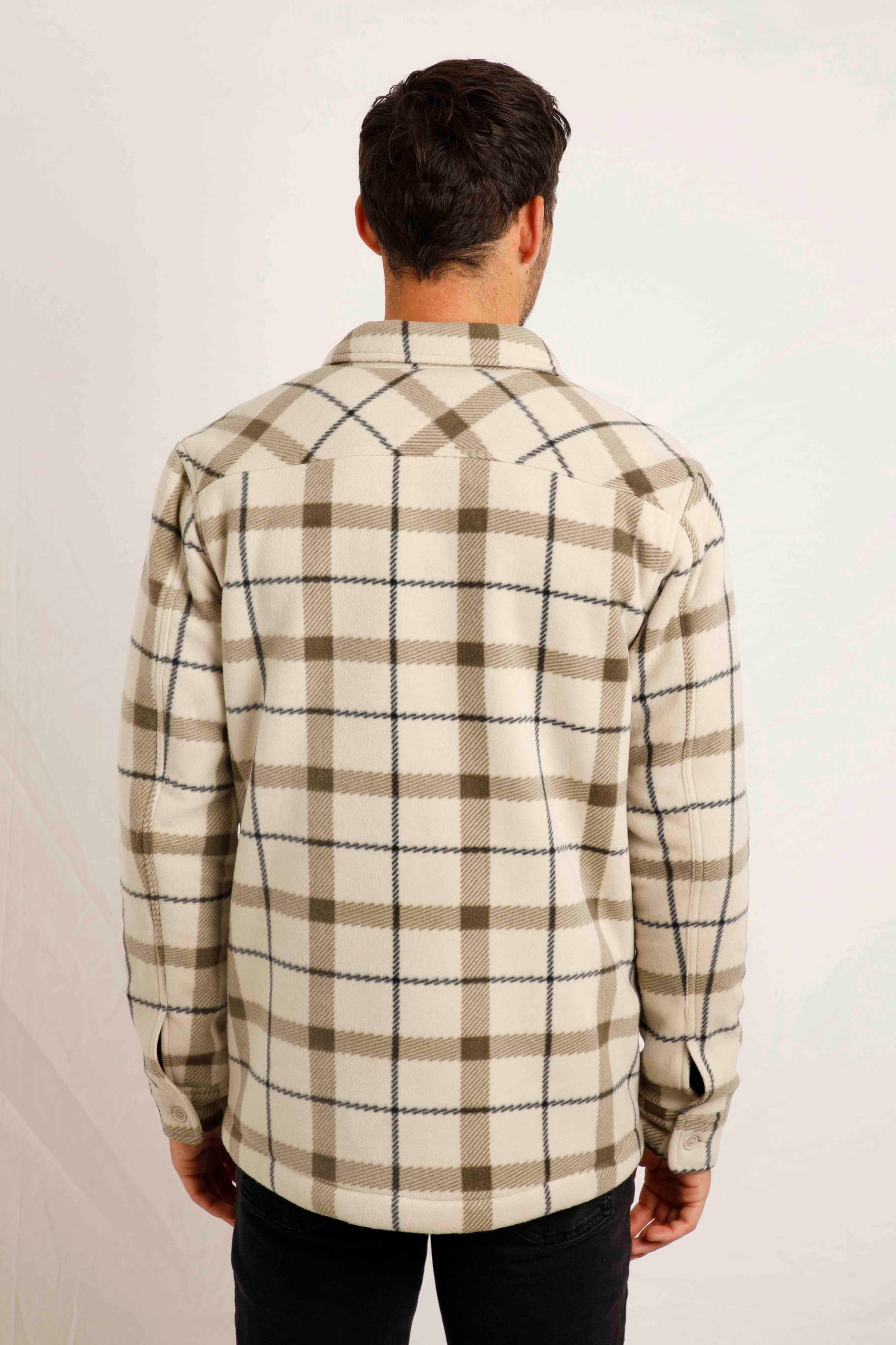 Tyburn Check Fleece Shacket Taupe Grey | Weird Fish