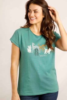 Walkies Organic Slub Graphic T-Shirt  Dark Jade