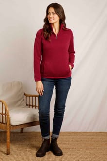 Stowanna Recycled 1/4 Zip Soft Knit Berry