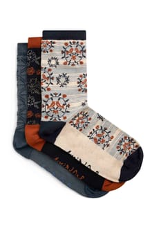 Parade Patterned Socks 3 Pack Ink