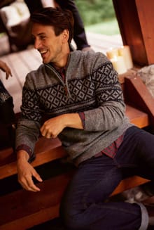 Donny 1/4 Zip Fair Isle Jumper Cement