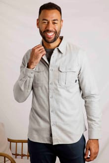 Carstairs Organic Brushed Twill Shirt Grey Marl