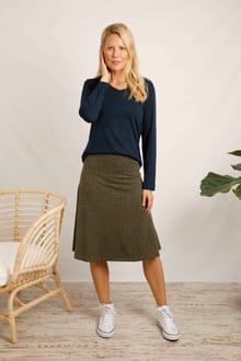 Kiruna Organic Jersey Midi Skirt Dark Olive