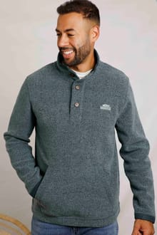 Dunstan Eco Button Neck Twisted Marl Fleece Ivy