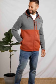 Darnaway Recycled Full Zip Soft Knit Hoodie Brick Red