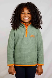 Archie Unisex Kids Eco 1/4 Zip Grid Fleece Green