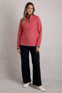 Beye Eco 1/4 Zip Grid Fleece Barberry Red Marl