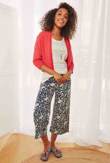 Tresco Eco Viscose Printed Wide Leg Cropped Trousers