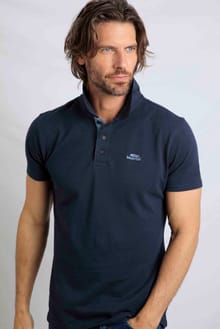 Miles Organic Cotton Pique Polo Navy