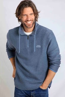 Cruiser 1/4 Zip Eco Macaroni Sweatshirt Denim Blue