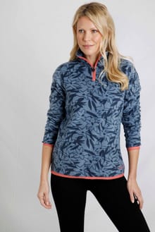 Reena 1/4 Zip Printed  Micro Fleece China Blue