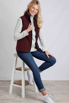 Mikayla Recycled Polyester Polar Fleece Gilet Dark Wine