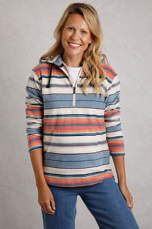 Lana 1/4 Zip Stripe Microfleece Hoodie