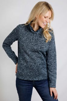 Safi Recycled Button Neck Fleece Navy