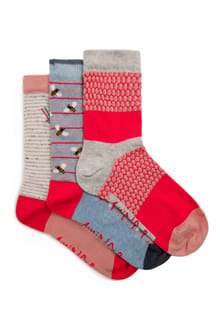 Parade Patterned Socks 3 Pack Rosewood