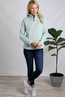 Omila Recycled 1/4 Zip Textured Fleece Mint Green