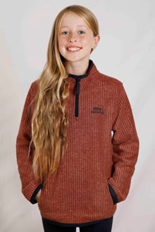 Archie Unisex Kids Eco 1/4 Zip Grid Fleece Chilli Red