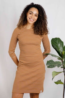 Ianthy Organic Ribbed Jersey Dress Caramel