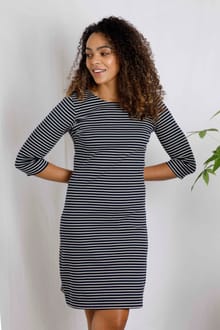 Ianthy Organic Ribbed Jersey Dress Navy